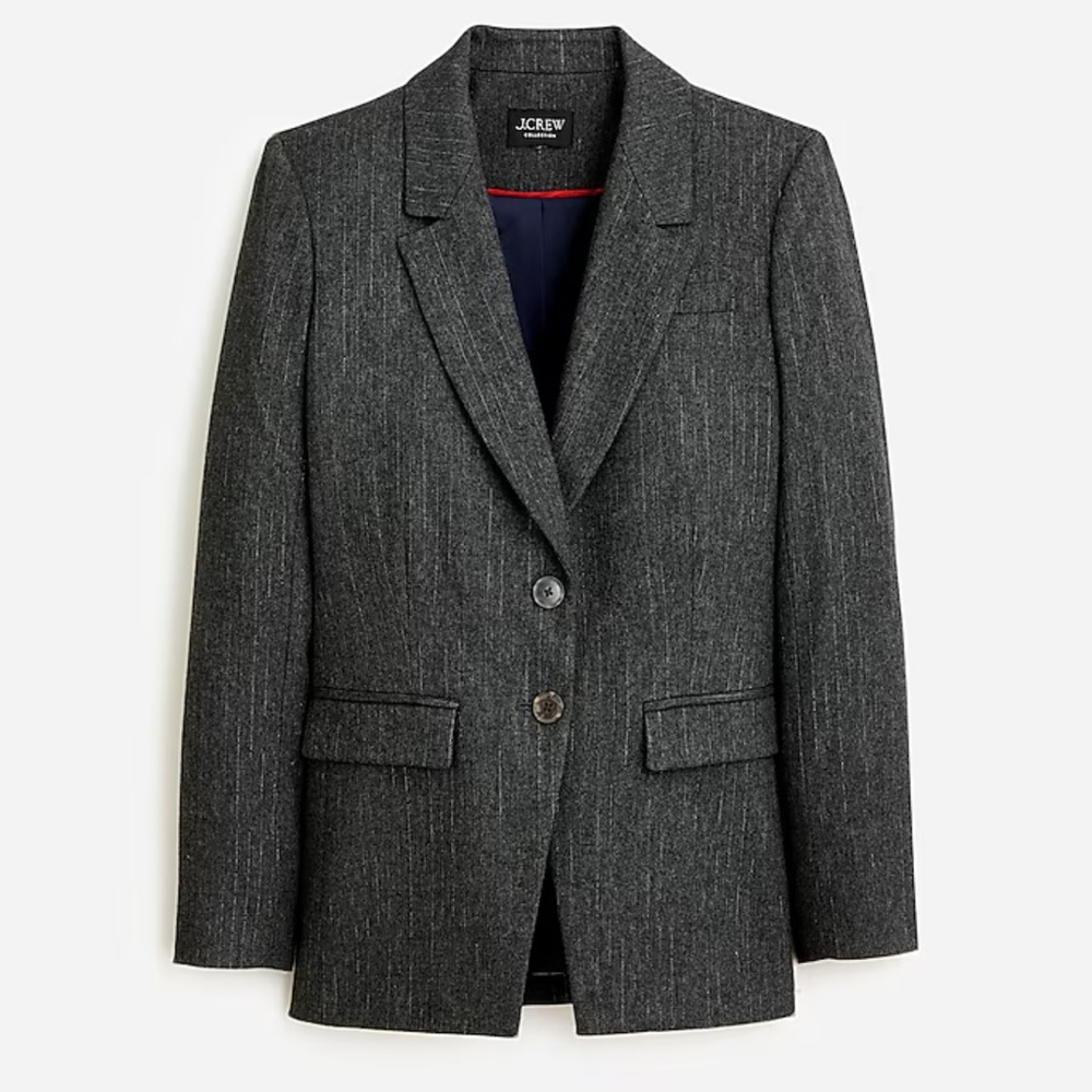 NWOT JCREW Collection Pinstripe Blazer with silver lurex thread 2